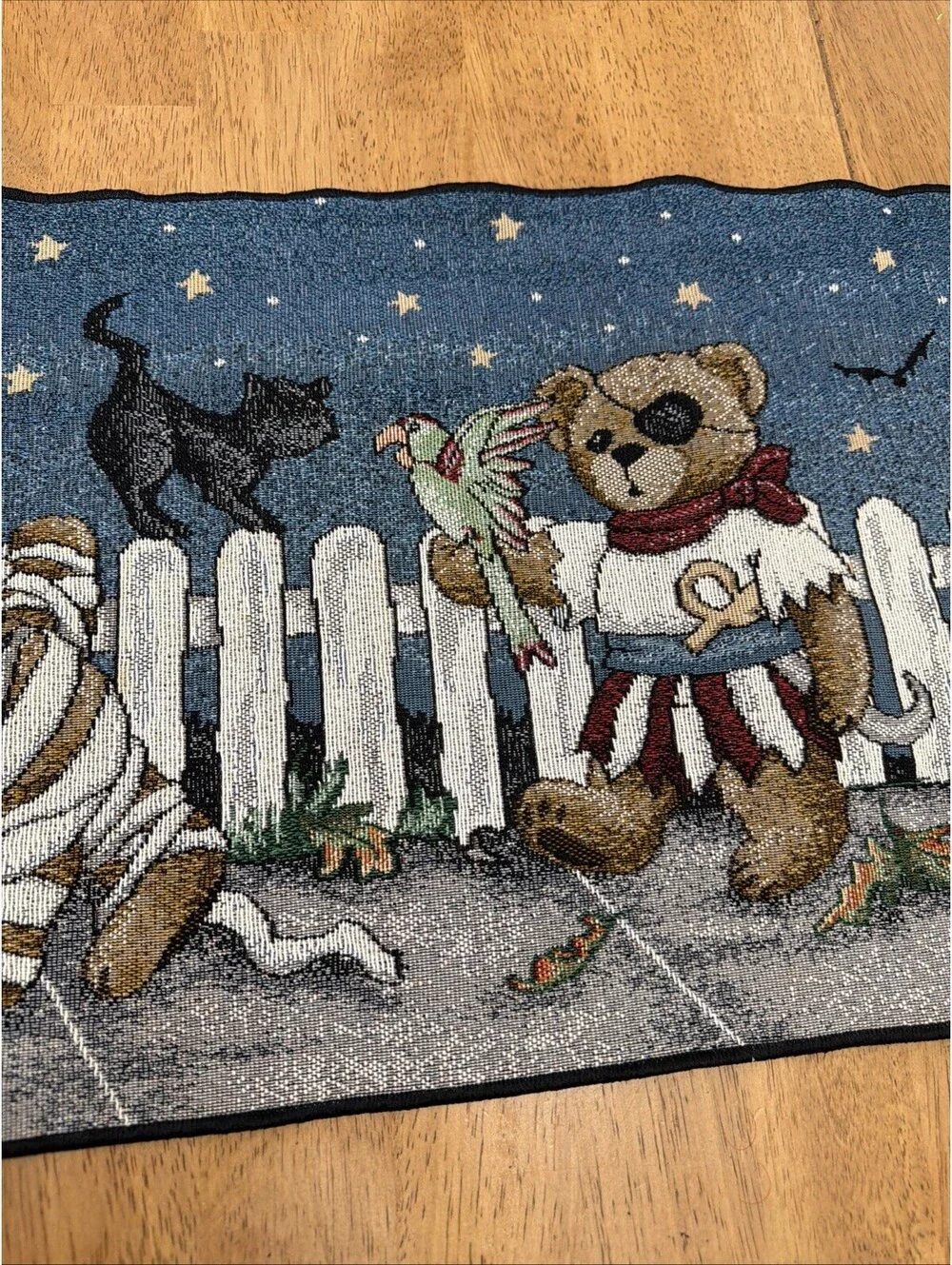 vintage tapestry halloween table runner Boyd Bear Style Costumes 13x70” USA Made